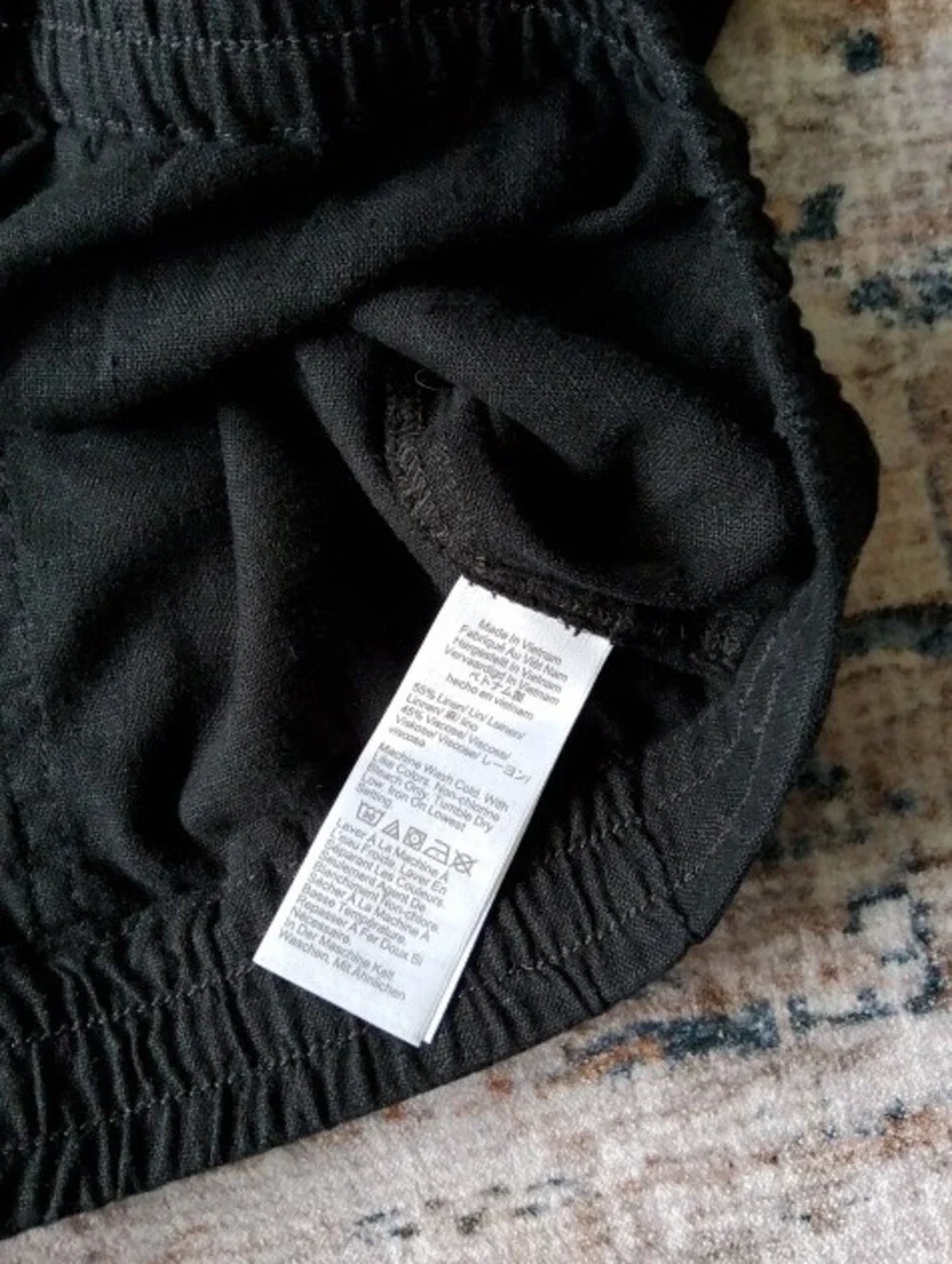 J. Crew Black Linen Elastic Waist Drawstring Shorts Ladies Medium with Pockets